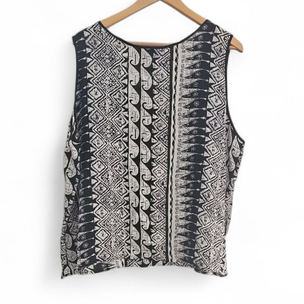 Diane Gilman 100% Silk Sleeveless Blouse Women’s Plus 3X Boho Artsy Vacation - Picture 2 of 11